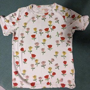 Mini Rodini Roses Short Sleeve  sz 10-11